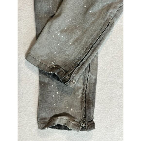 ZARA Z1975 Highly Distressed Gray Ankle Zip Jeans Size 4 Mid Rise Grunge Skater - Picture 4 of 6